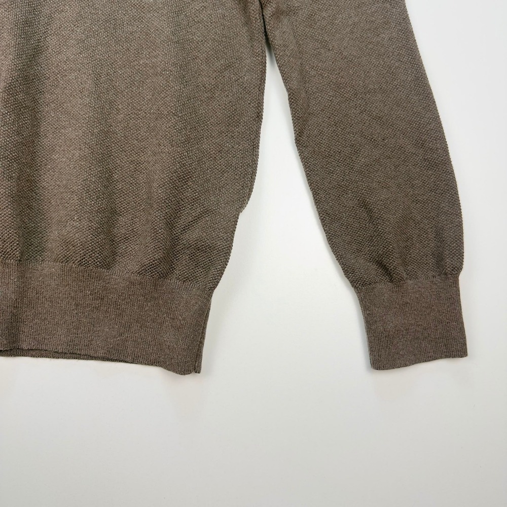 Quince Organic Cotton Pique Crewneck Sweater Heather Brown Men's Medium - Picture 3 of 7